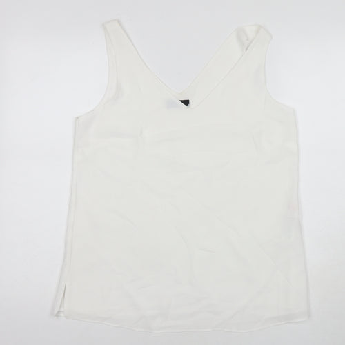 Wallis Womens White Polyester Basic Tank Size 10 V-Neck