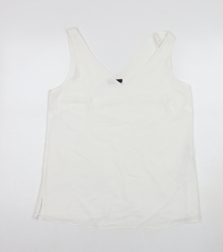 Wallis Womens White Polyester Basic Tank Size 10 V-Neck