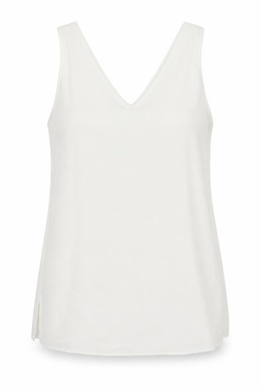 Front view of Wallis women’s white polyester basic tank, size UK 10, v-neck