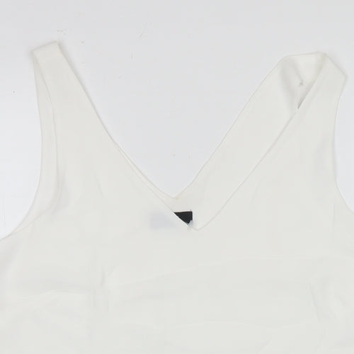 Wallis Womens White Polyester Basic Tank Size 10 V-Neck