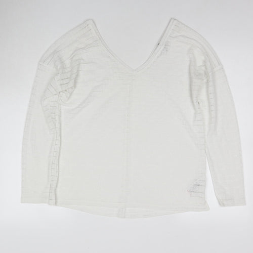 NEXT Womens White Polyester Basic Blouse Size 12 V-Neck
