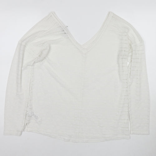 NEXT Womens White Polyester Basic Blouse Size 12 V-Neck