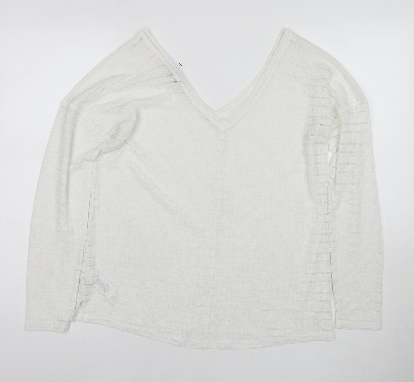 NEXT Womens White Polyester Basic Blouse Size 12 V-Neck