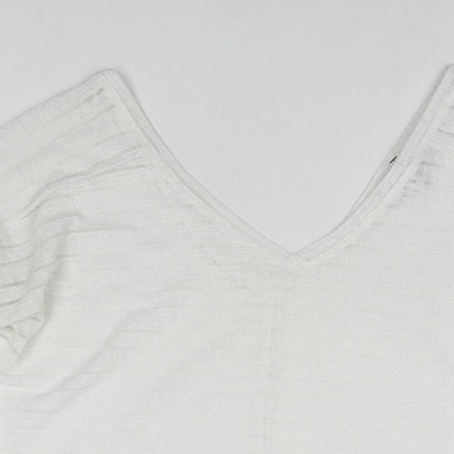NEXT Womens White Polyester Basic Blouse Size 12 V-Neck