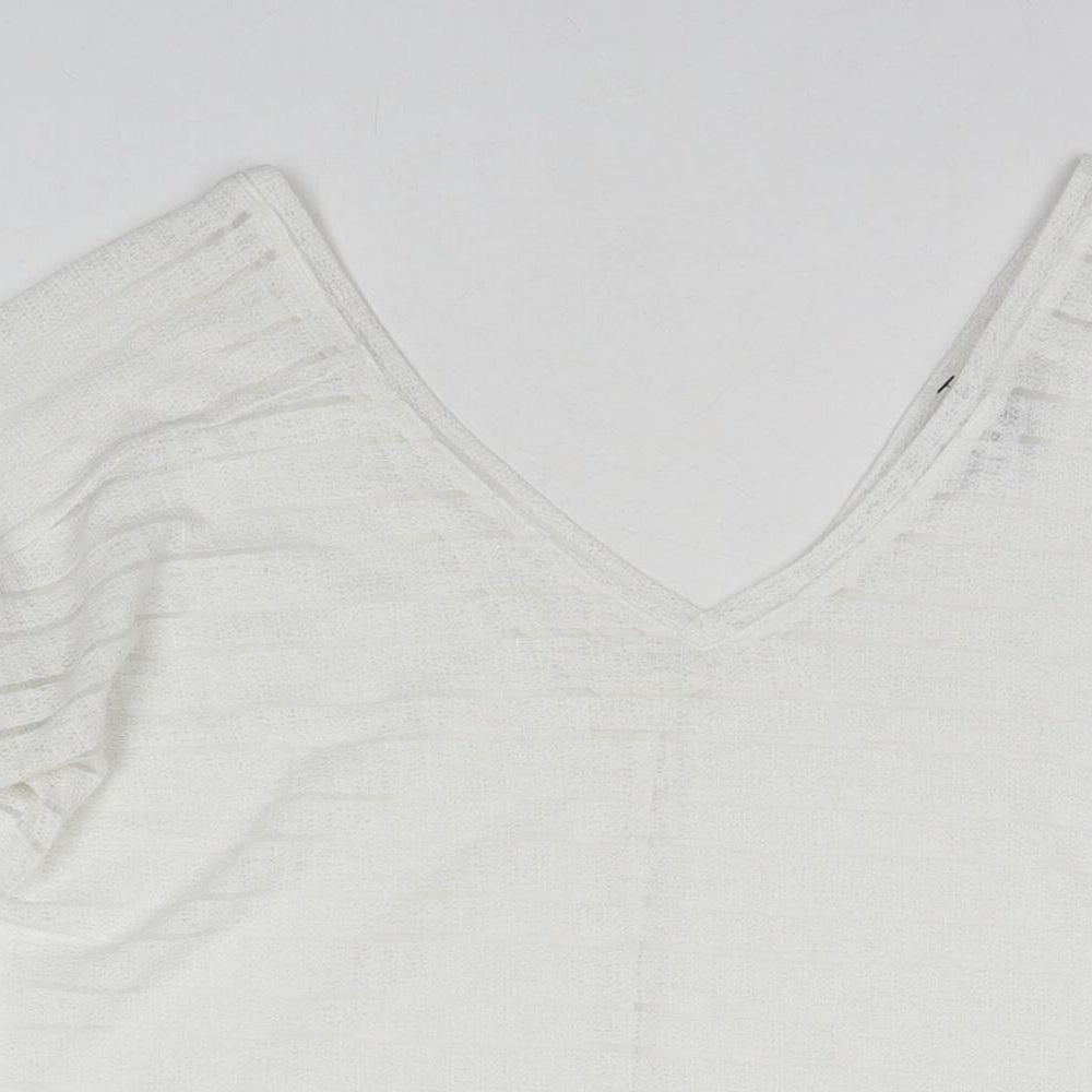 NEXT Womens White Polyester Basic Blouse Size 12 V-Neck
