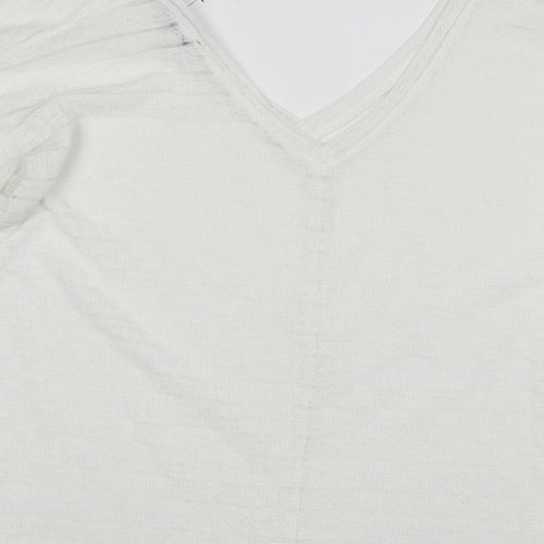 NEXT Womens White Polyester Basic Blouse Size 12 V-Neck