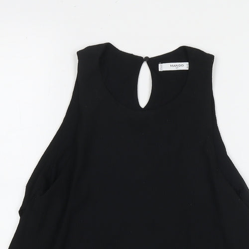 Mango Womens Black Viscose Basic Tank Size S Round Neck