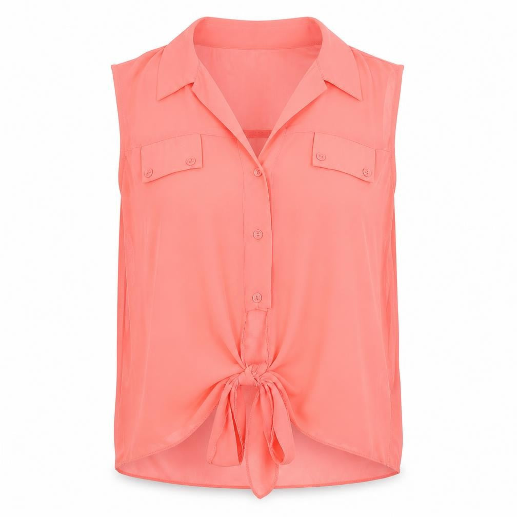 Rose Womens Pink Polyester Basic Button-Up Size 12 Collared