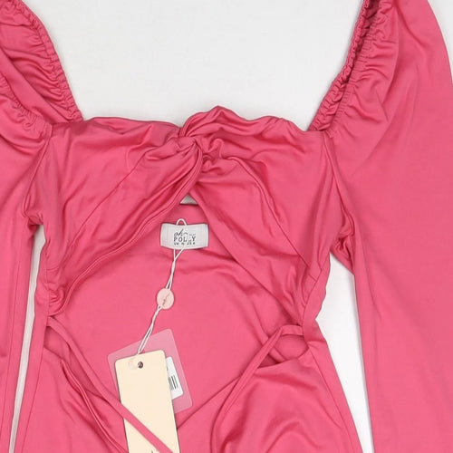 Oh Polly Womens Pink Polyester Bodycon Size 10 Sweetheart Pullover