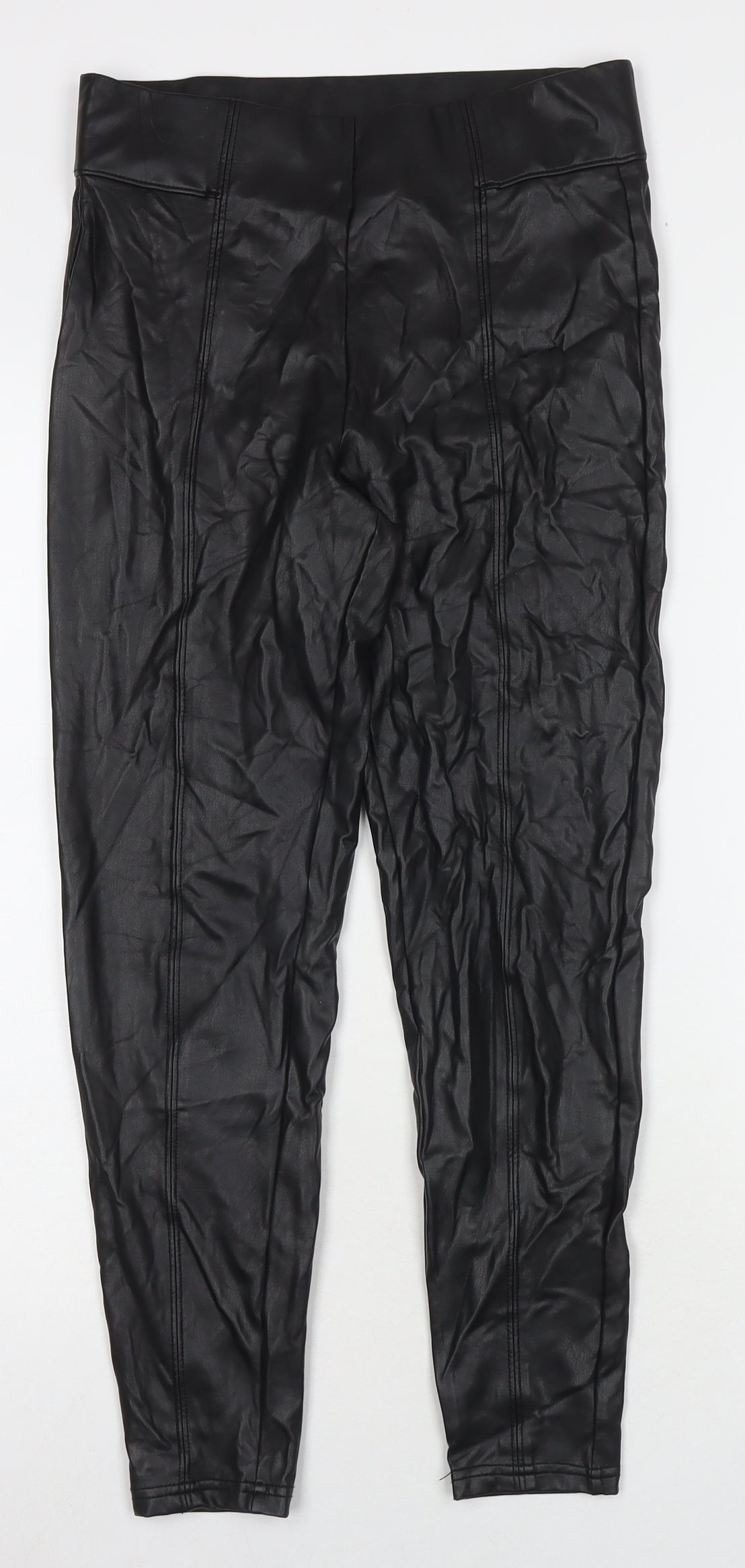 Marks and Spencer Womens Black Polyester Trousers Size 10 L25 in Regular