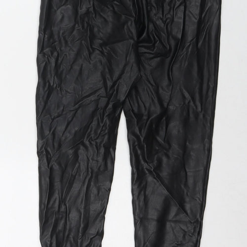 Marks and Spencer Womens Black Polyester Trousers Size 10 L25 in Regular