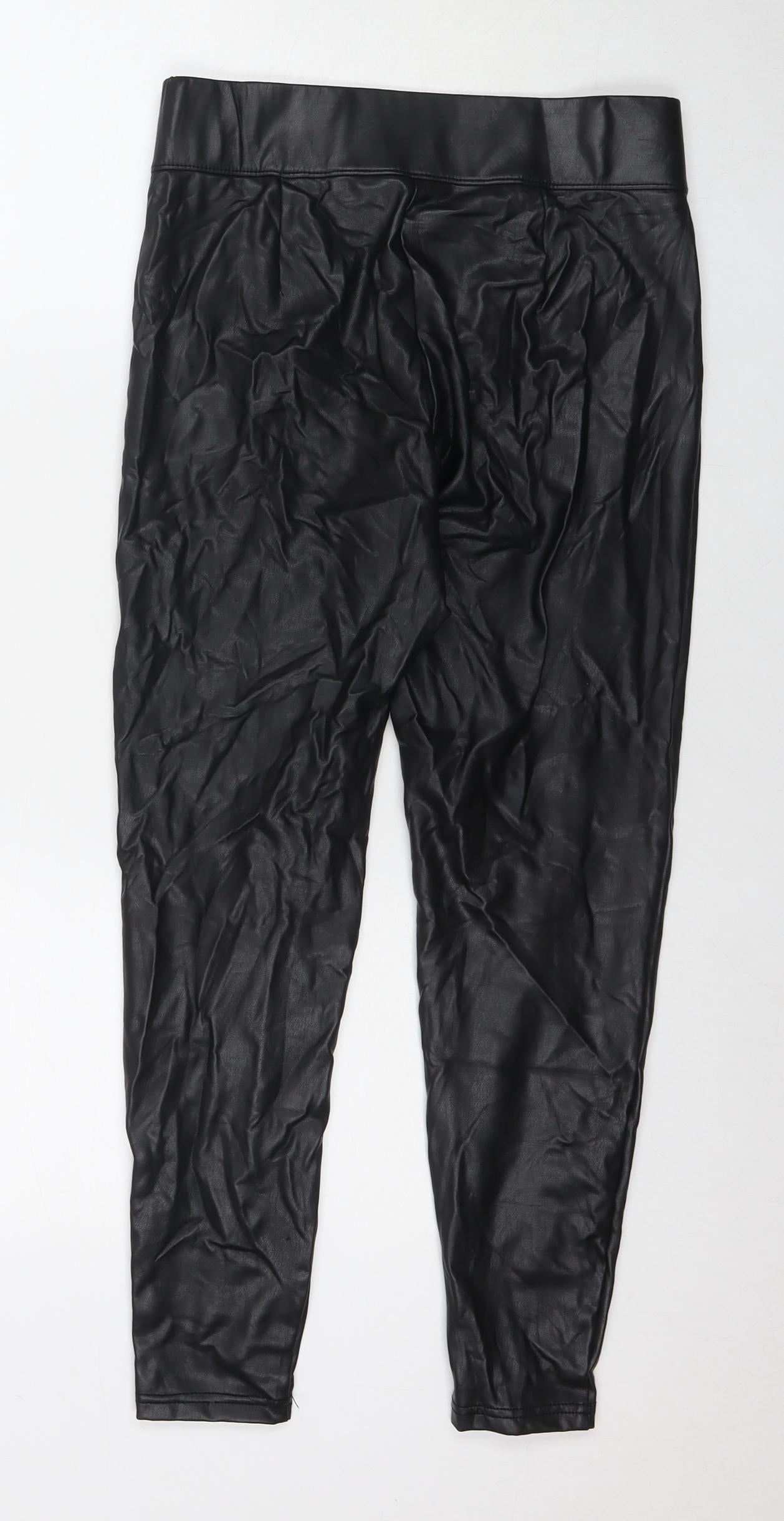 Marks and Spencer Womens Black Polyester Trousers Size 10 L25 in Regular