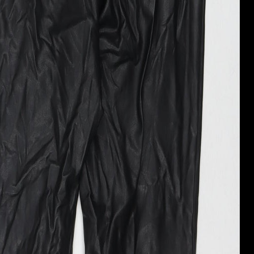 Marks and Spencer Womens Black Polyester Trousers Size 10 L25 in Regular