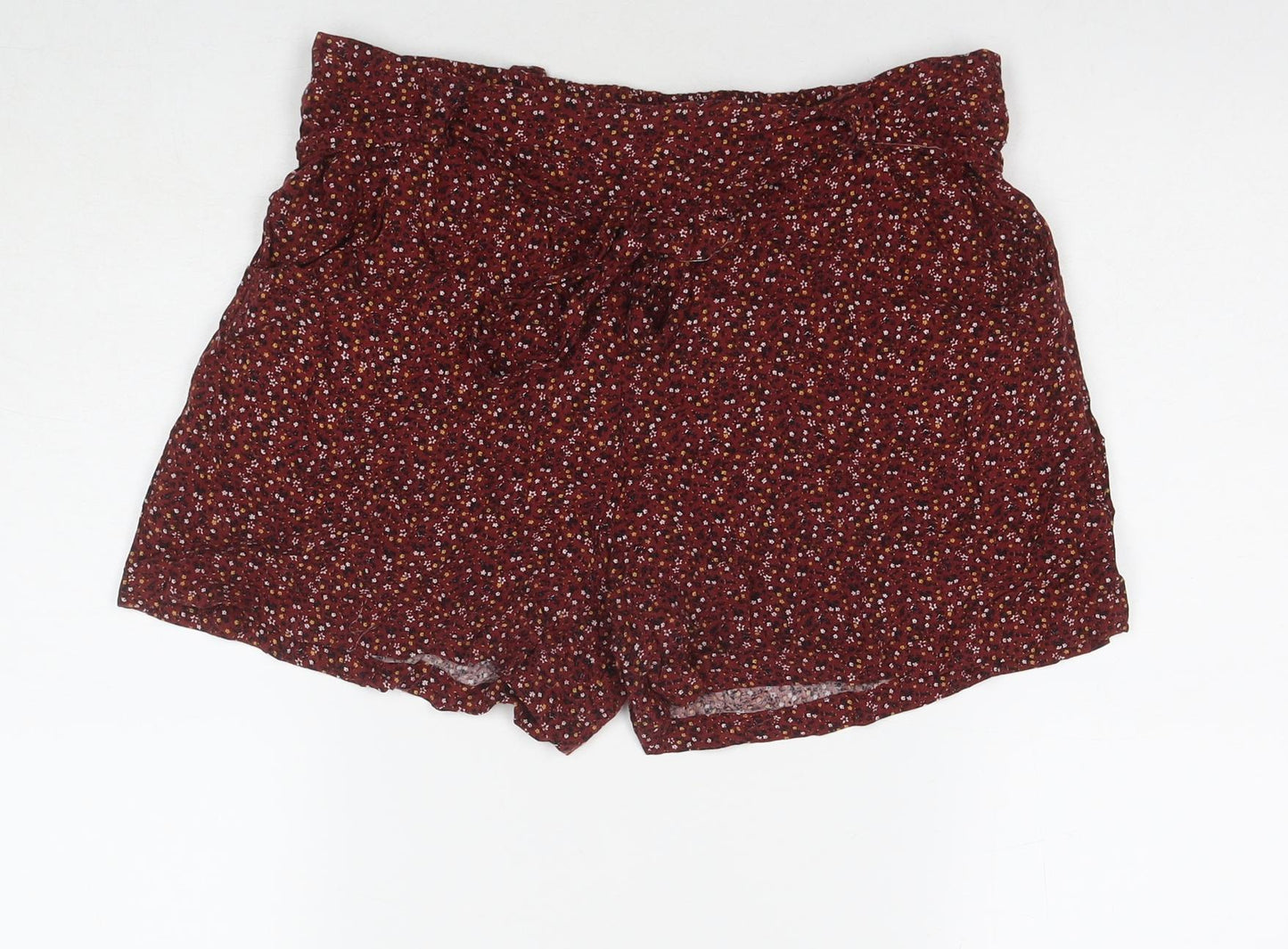 New Look Womens Brown Floral Viscose Basic Shorts Size 12 L4 in Regular Tie