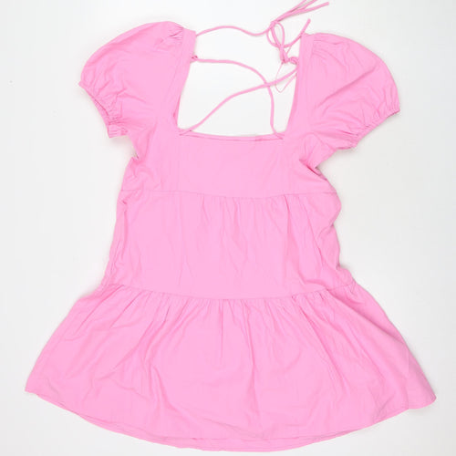 Stradivarius Womens Pink Polyester A-Line Size M Square Neck Pullover