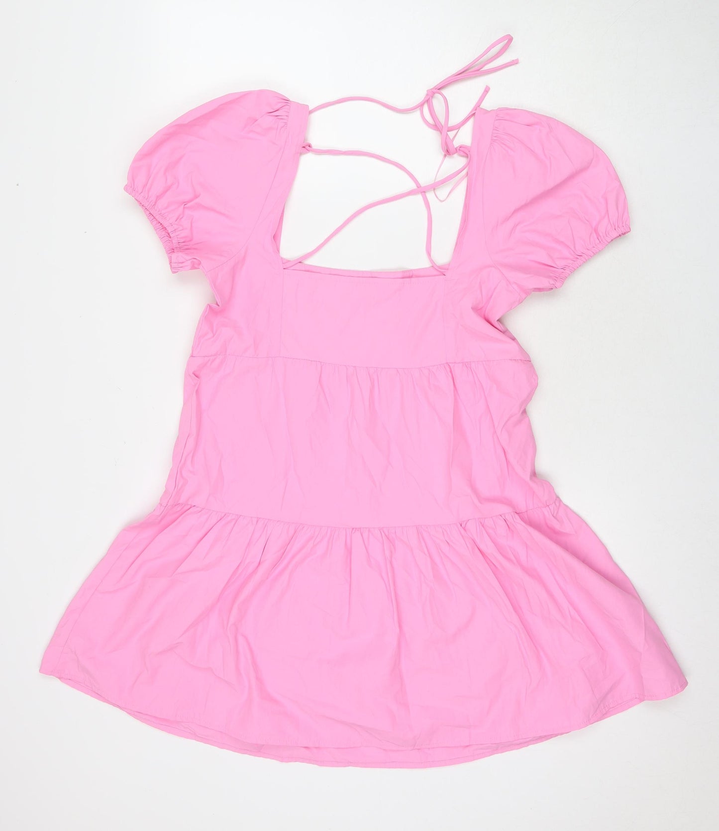 Stradivarius Womens Pink Polyester A-Line Size M Square Neck Pullover