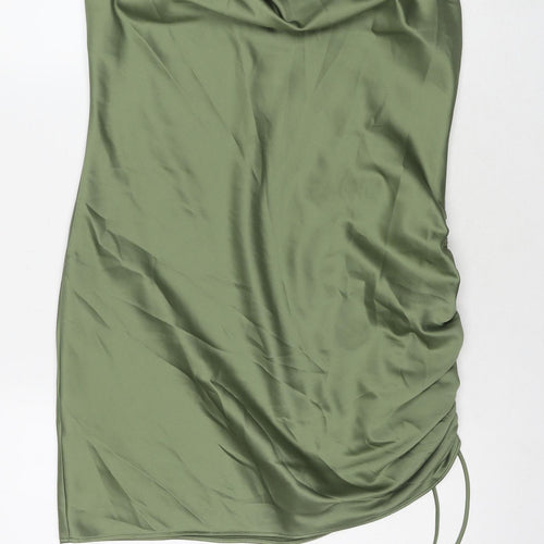 Topshop Womens Green Polyester A-Line Size 12 Cowl Neck Pullover
