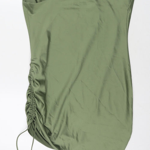 Topshop Womens Green Polyester A-Line Size 12 Cowl Neck Pullover