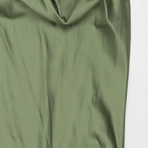 Topshop Womens Green Polyester A-Line Size 12 Cowl Neck Pullover