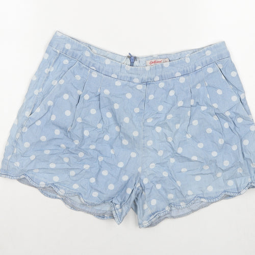 Cath Kidston Womens Blue Polka Dot Cotton Mom Shorts Size 12 L4 in Regular Zip