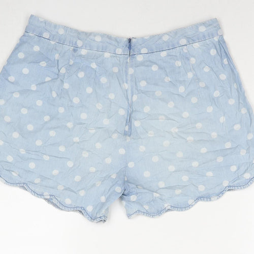 Cath Kidston Womens Blue Polka Dot Cotton Mom Shorts Size 12 L4 in Regular Zip