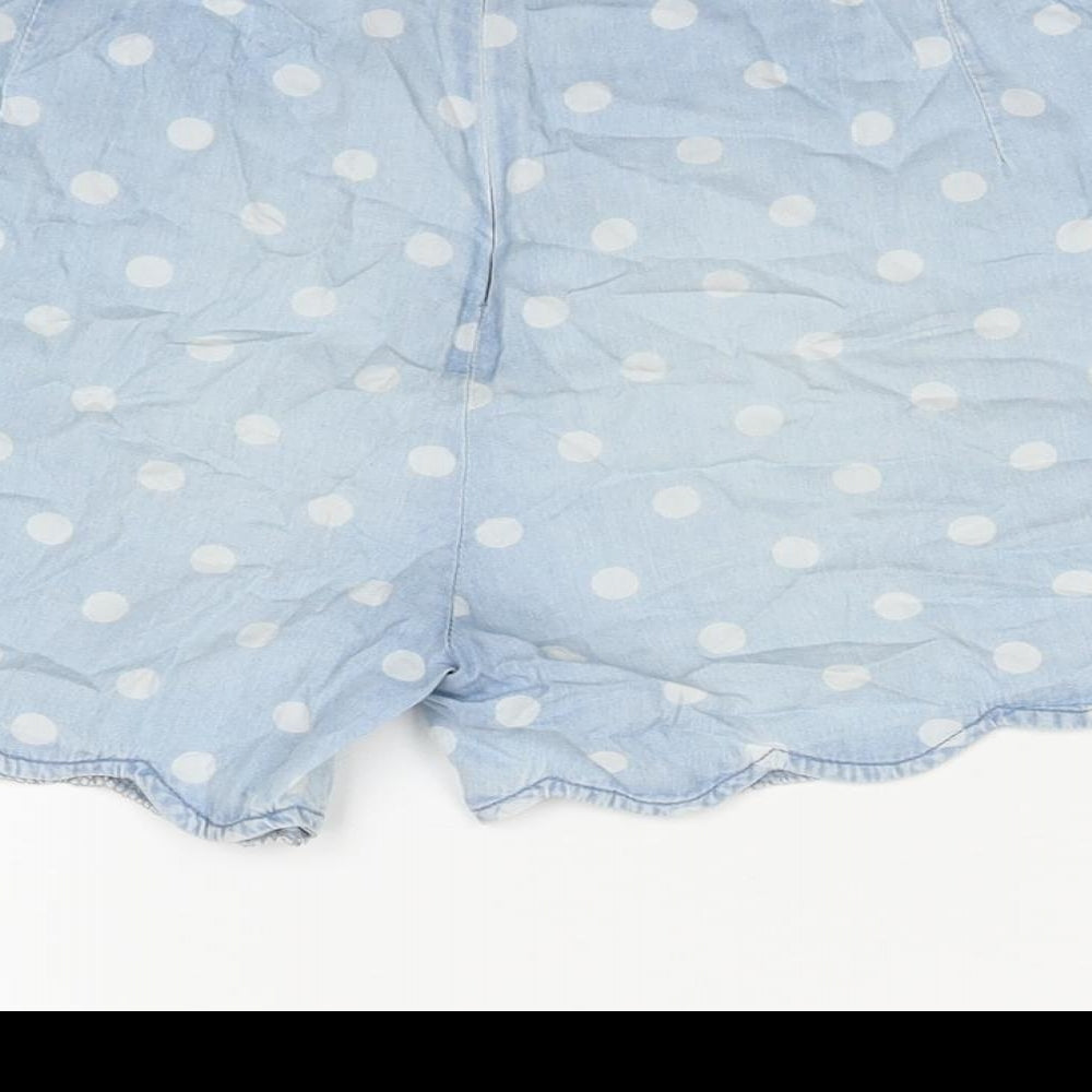 Cath Kidston Womens Blue Polka Dot Cotton Mom Shorts Size 12 L4 in Regular Zip