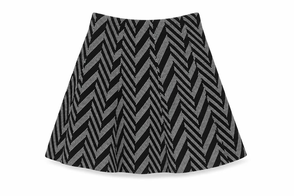 Oasis Womens Black Geometric Cotton Skater Skirt Size S