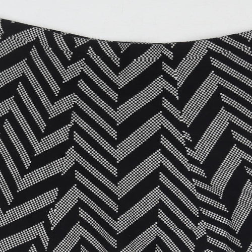 Oasis Womens Black Geometric Cotton Skater Skirt Size S