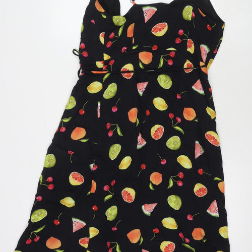 Rails Womens Black Geometric Viscose Wrap Dress Size S V-Neck Tie