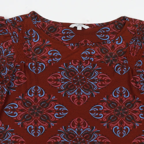 NEXT Womens Brown Geometric Polyester Basic Blouse Size 14 Round Neck