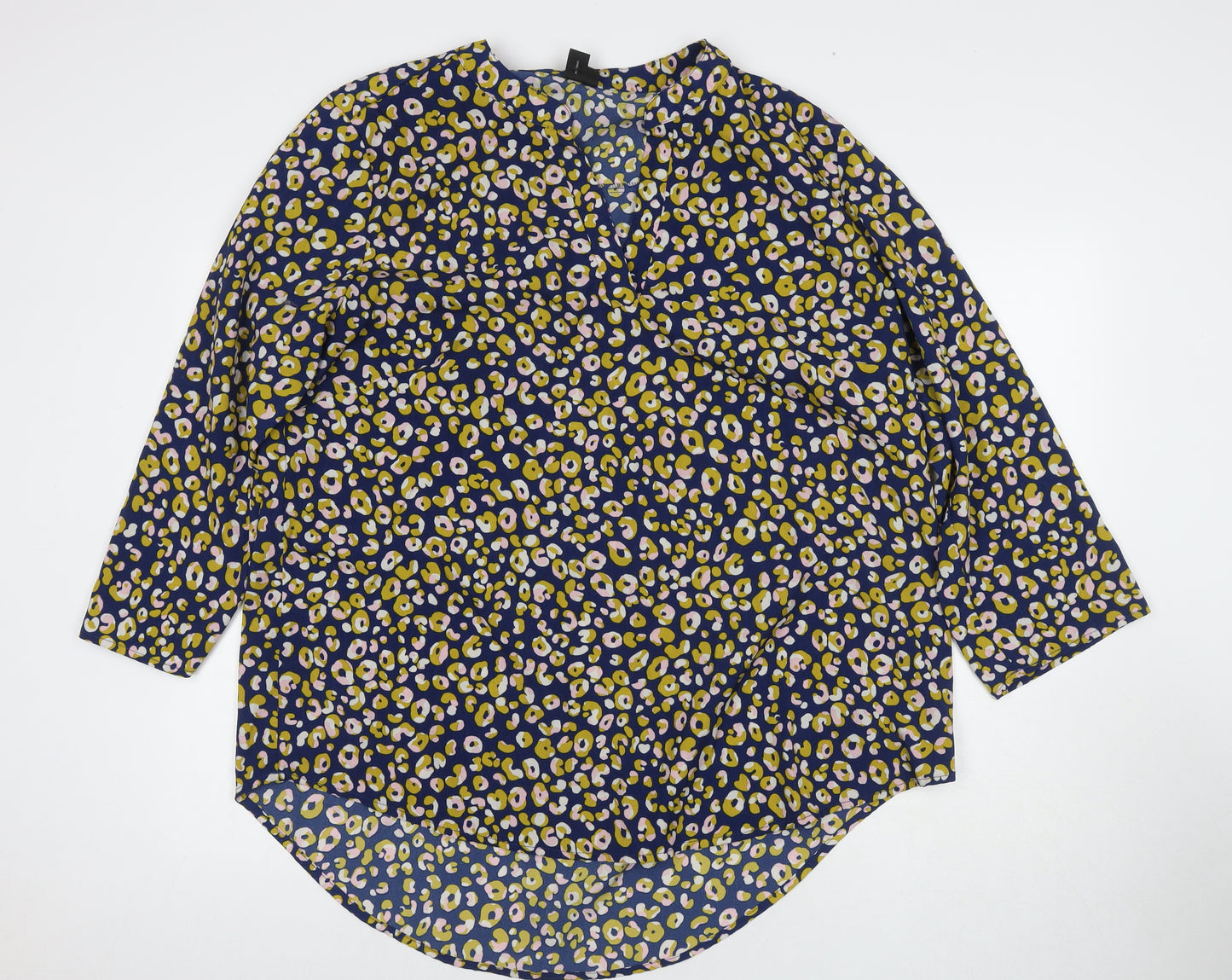 Izabel Womens Multicoloured Animal Print Polyester Tunic Blouse Size 20 V-Neck