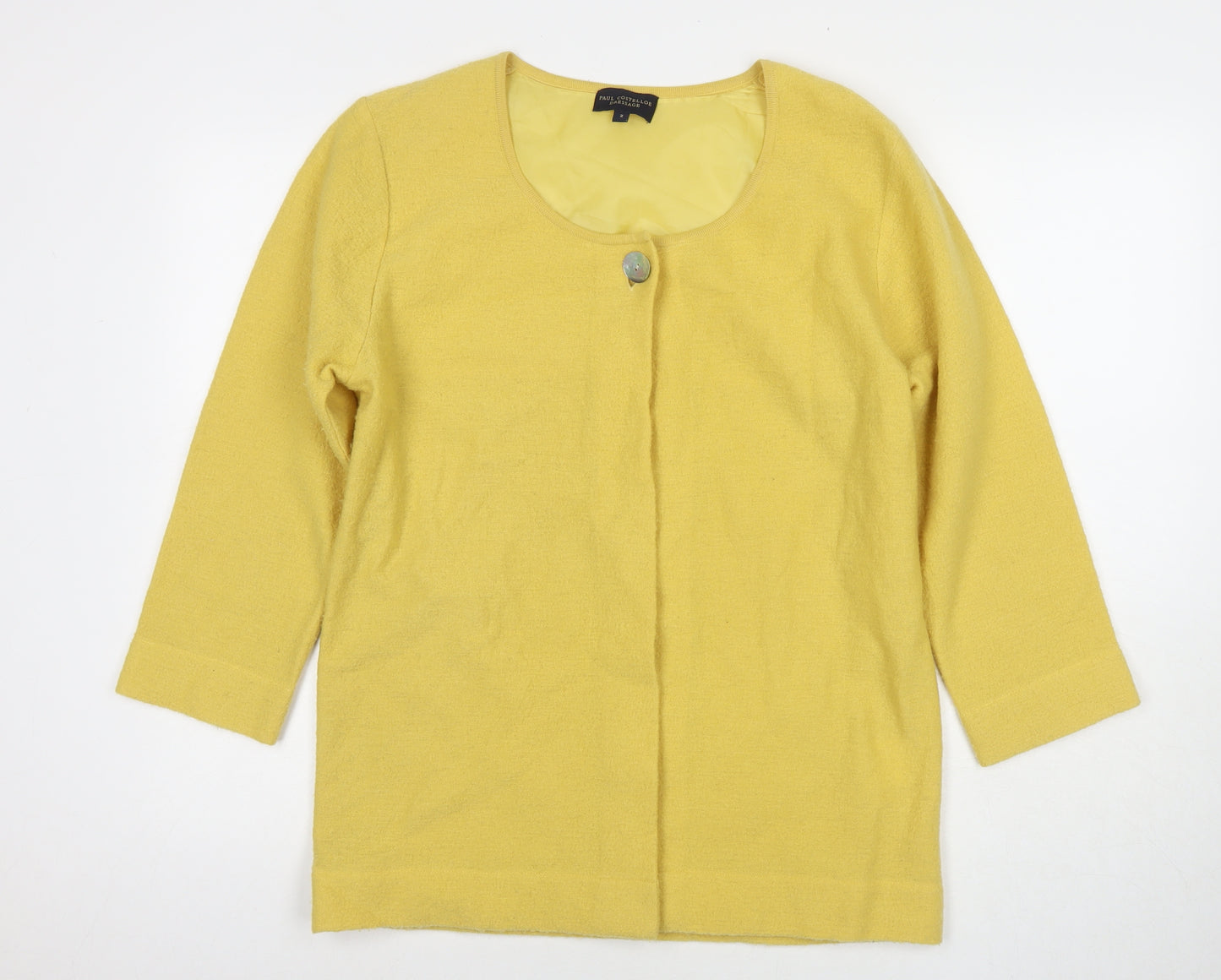 Paul Costelloe Womens Yellow Jacket Coat Size M Button
