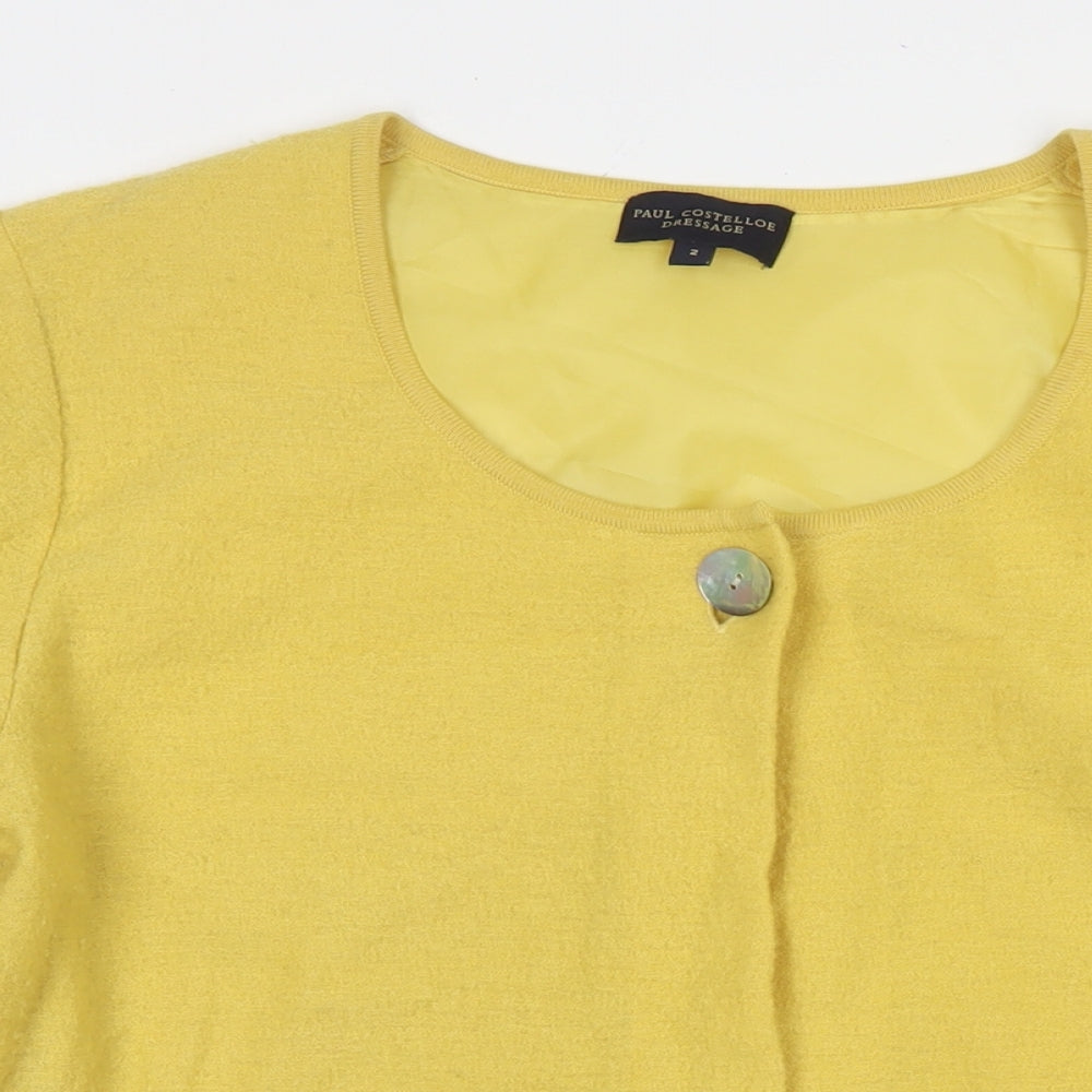Paul Costelloe Womens Yellow Jacket Coat Size M Button