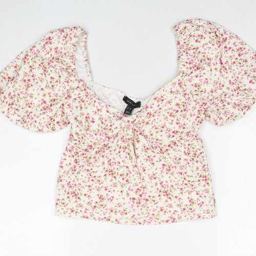 New Look Womens Multicoloured Floral Polyester Basic T-Shirt Size 8 Sweetheart