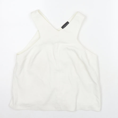 Topshop Womens White Polyester Basic Tank Size 8 V-Neck