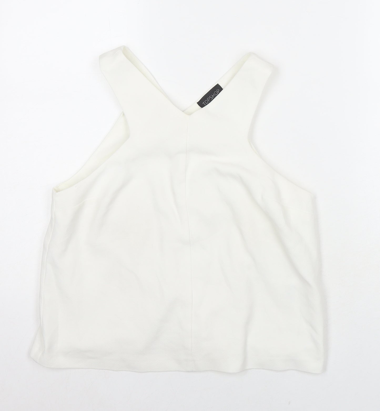 Topshop Womens White Polyester Basic Tank Size 8 V-Neck