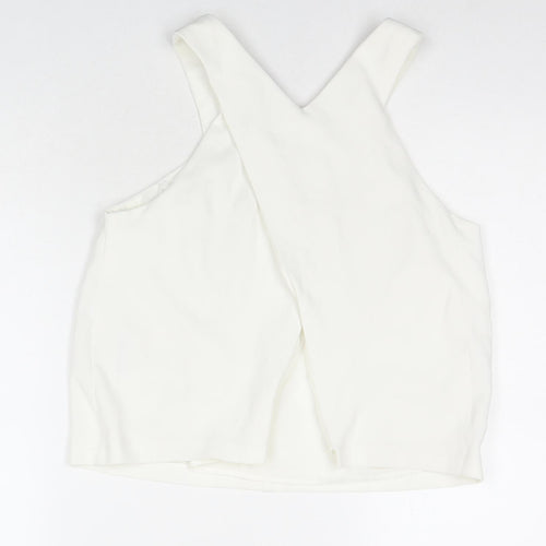 Topshop Womens White Polyester Basic Tank Size 8 V-Neck