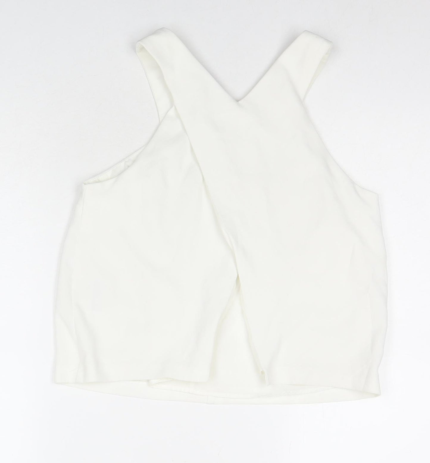 Topshop Womens White Polyester Basic Tank Size 8 V-Neck