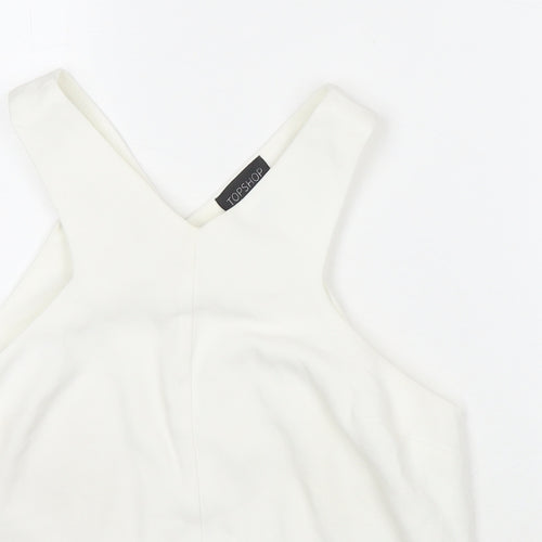 Topshop Womens White Polyester Basic Tank Size 8 V-Neck