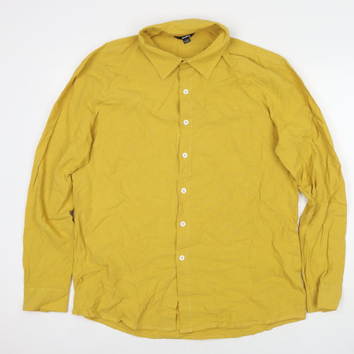 Ouku Womens Yellow Cotton Tunic Button-Up Size L Collared