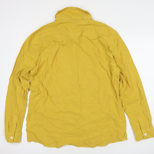 Ouku Womens Yellow Cotton Tunic Button-Up Size L Collared