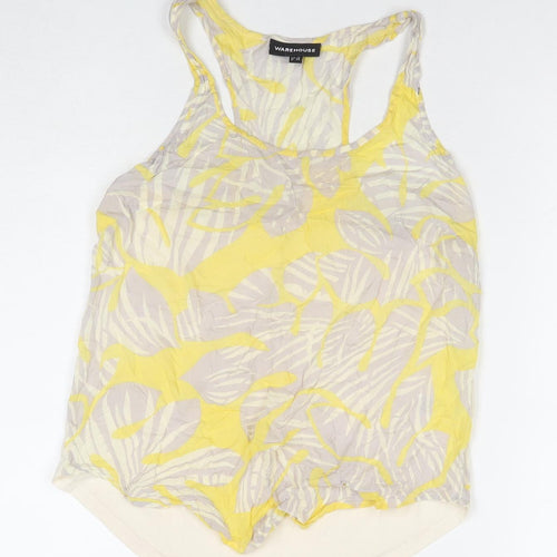 Warehouse Womens Multicoloured Floral Viscose Basic Tank Size 8 Round Neck