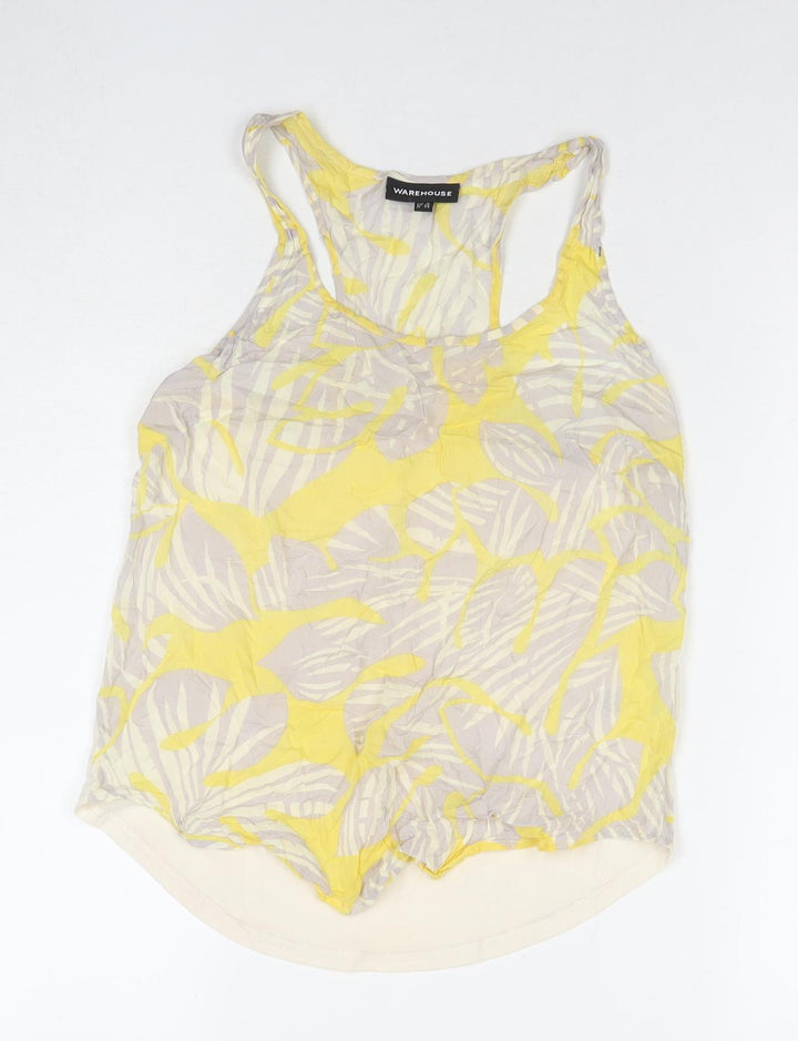 Warehouse Womens Multicoloured Floral Viscose Basic Tank Size 8 Round Neck