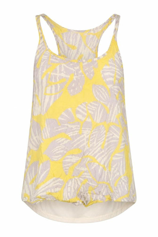 Front view of Warehouse women’s multicoloured floral viscose basic tank, size UK 8, round neck