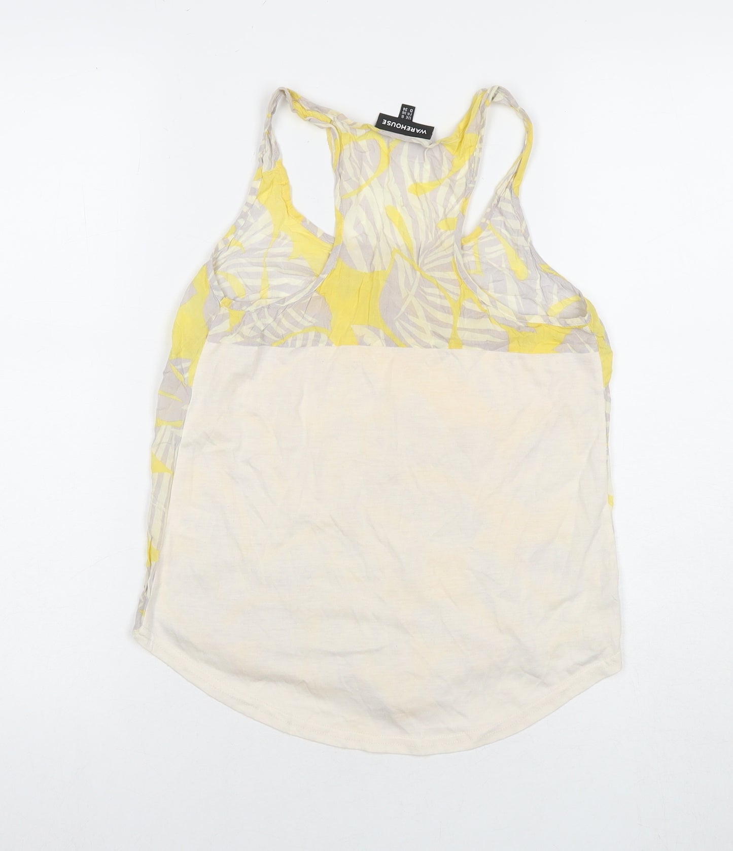 Warehouse Womens Multicoloured Floral Viscose Basic Tank Size 8 Round Neck