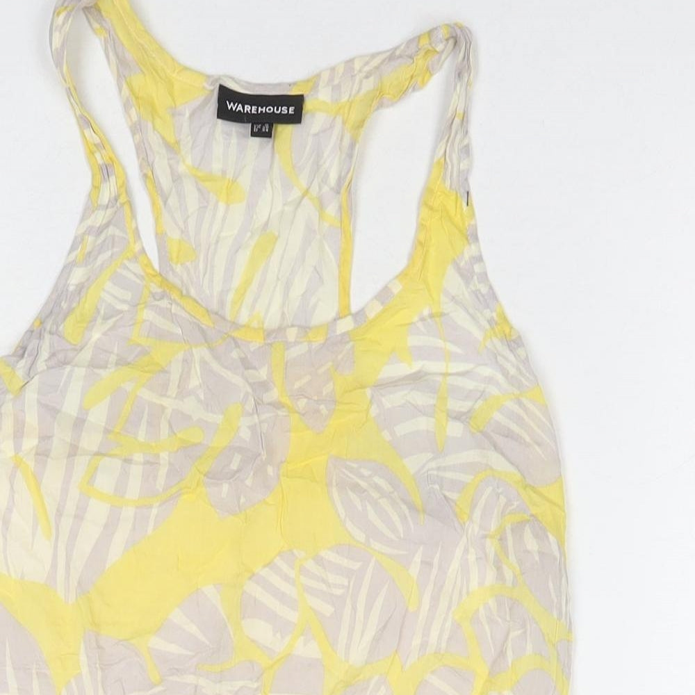 Warehouse Womens Multicoloured Floral Viscose Basic Tank Size 8 Round Neck