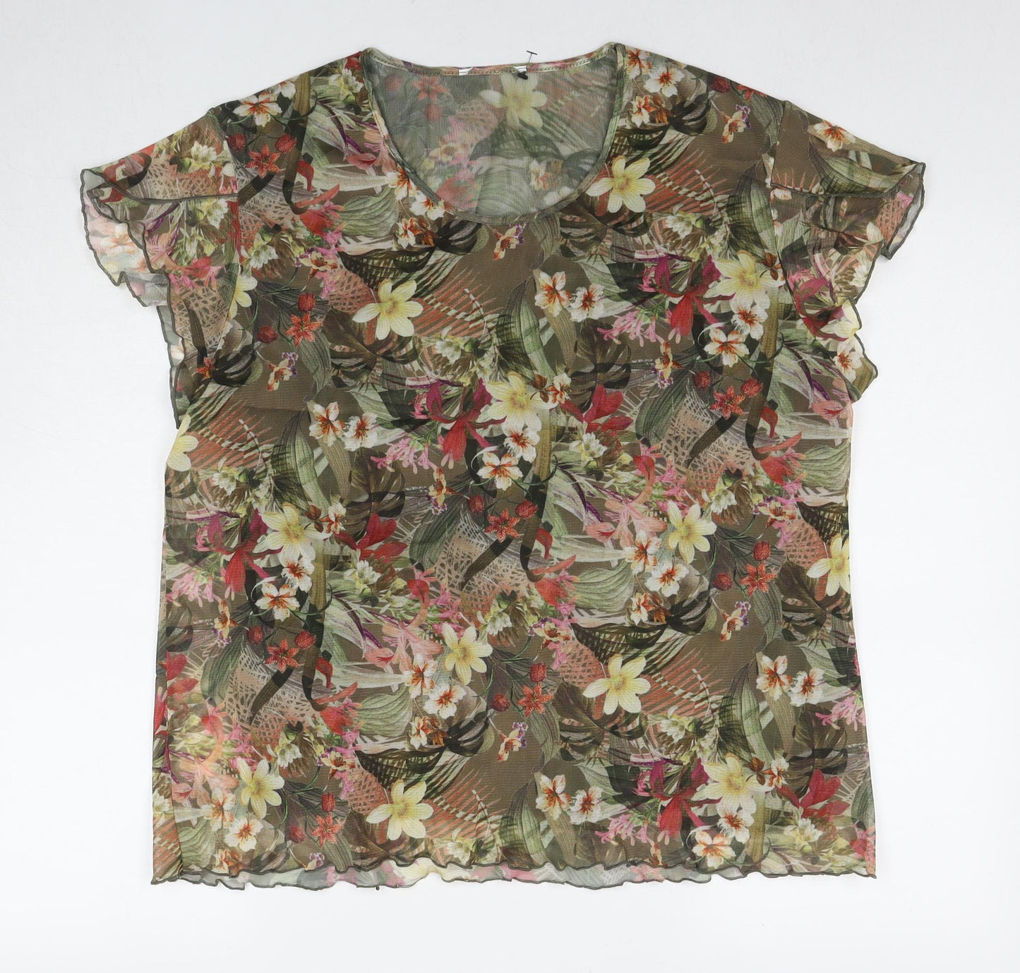 Chapiteau Womens Multicoloured Floral Polyester Basic Blouse Size 20 Round Neck - Size 20-22