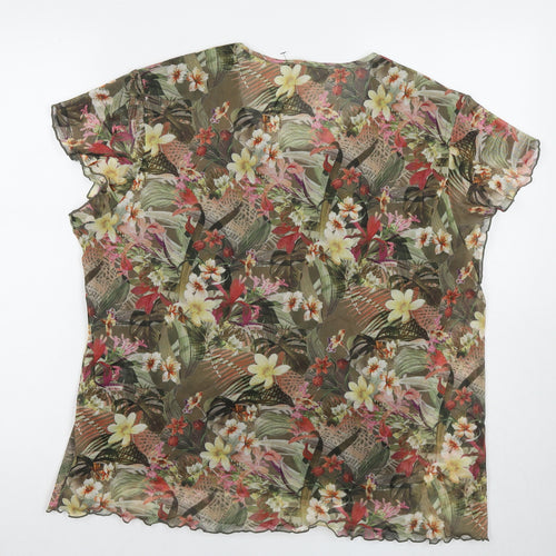 Chapiteau Womens Multicoloured Floral Polyester Basic Blouse Size 20 Round Neck - Size 20-22