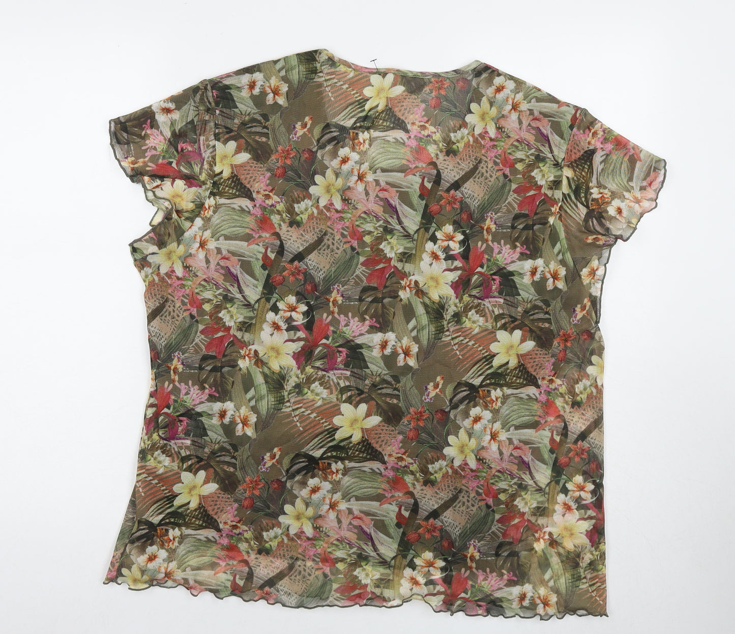 Chapiteau Womens Multicoloured Floral Polyester Basic Blouse Size 20 Round Neck - Size 20-22