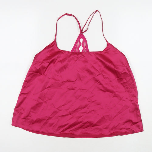 Marks and Spencer Womens Pink Polyester Basic Tank Size M Round Neck